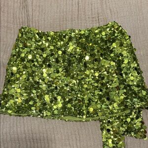 Sequin Green Mini Skirt